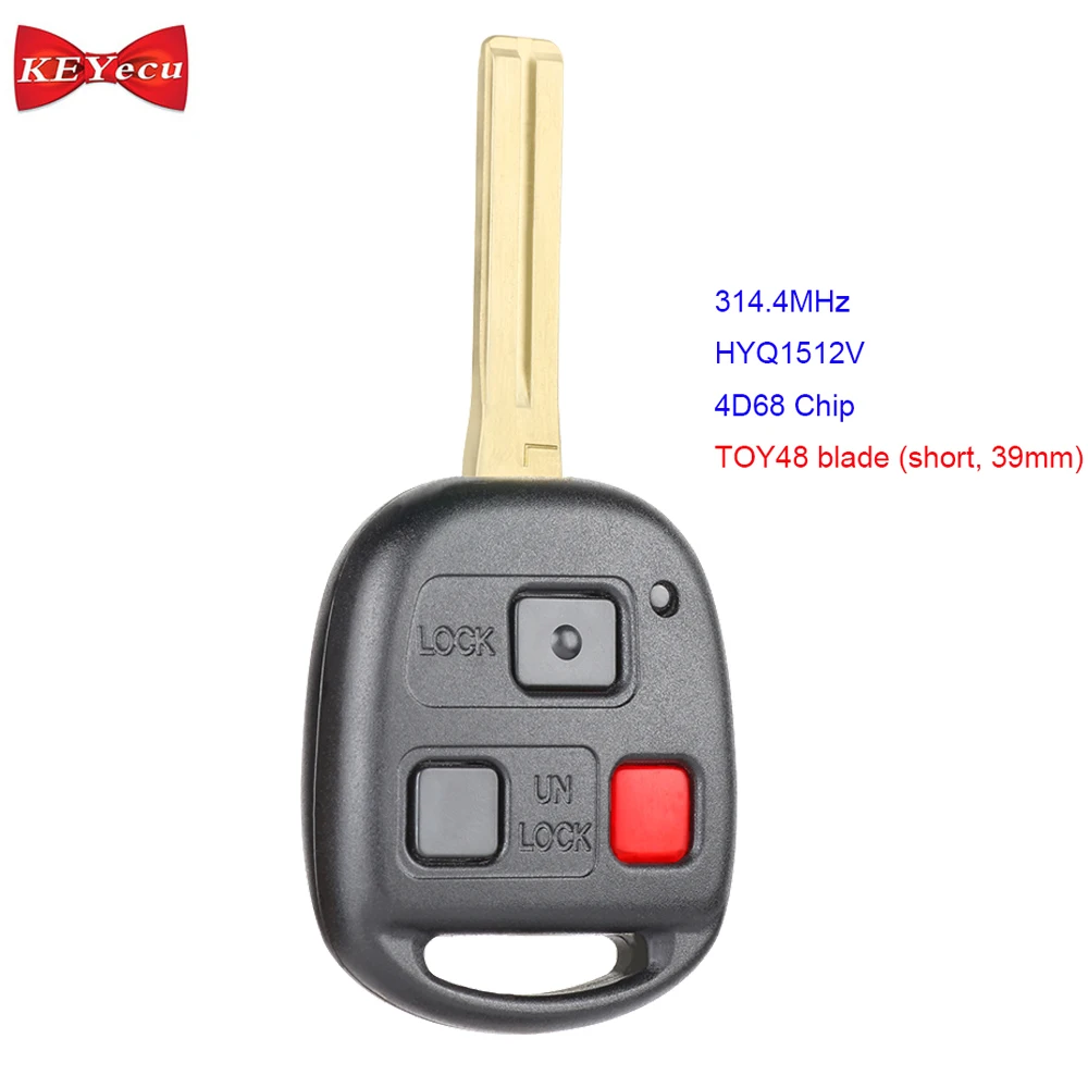 KEYECU для Lexus LX470 2003 2007 GX470 2009 дистанционный ключ Fob FCC ID: HYQ1512V 314 4 МГц 4D68 чип|Ключ от