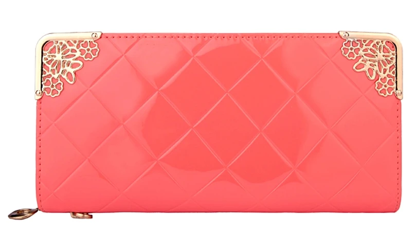 Модные женские кошельки из лакированной искусственной кожи клетчатые дамские