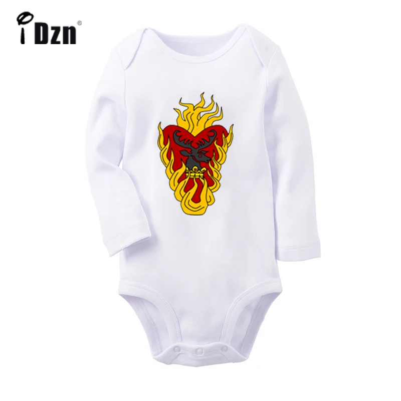 Белый дизайнерский боди с изображением оленя и Льва Игры престолов дома