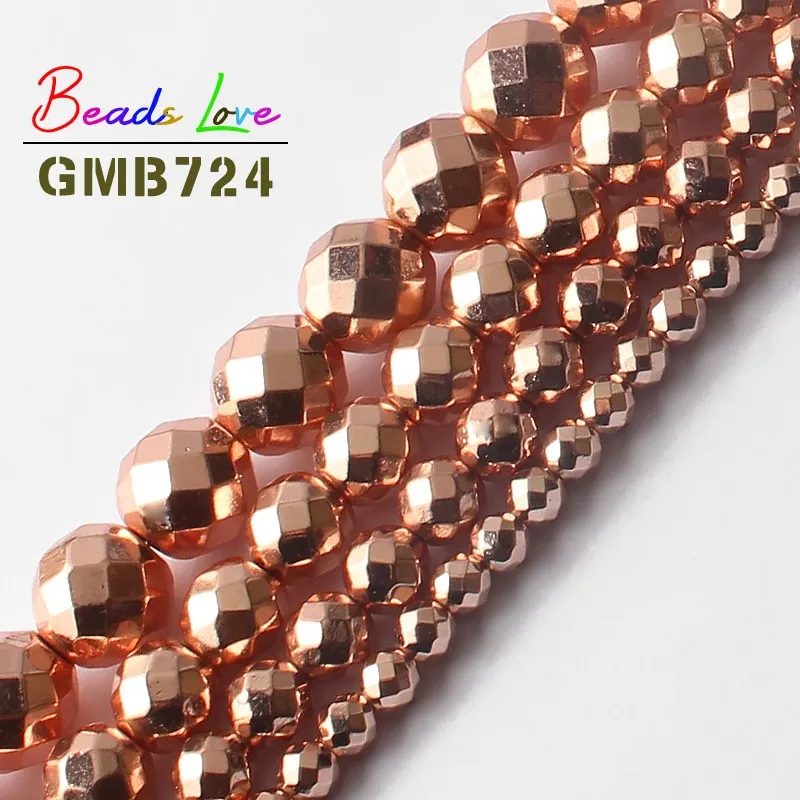 Натуральный Ограненный гематит из розового золота Круглые свободные бусины для