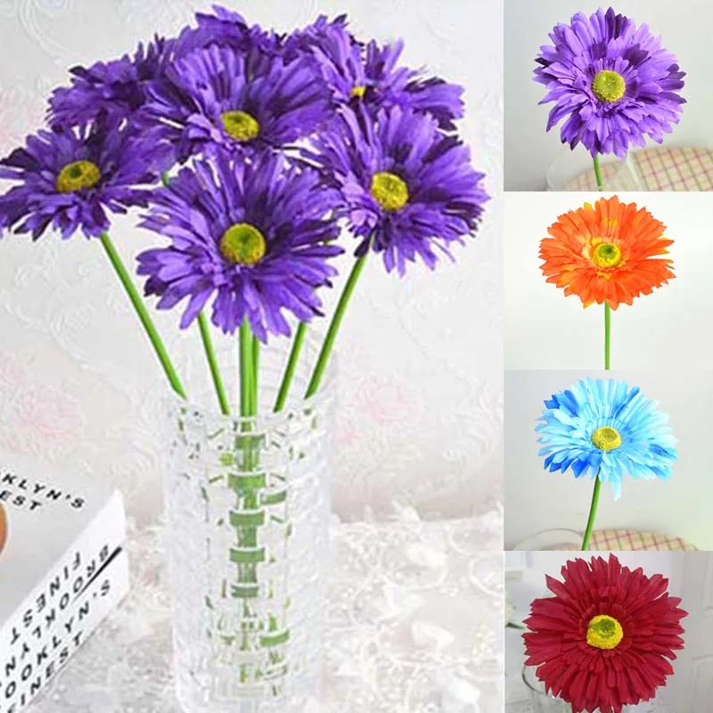 1 шт. Искусственные цветы Яркие Осенняя яркая Гербера Маргаритка поддельные Лист