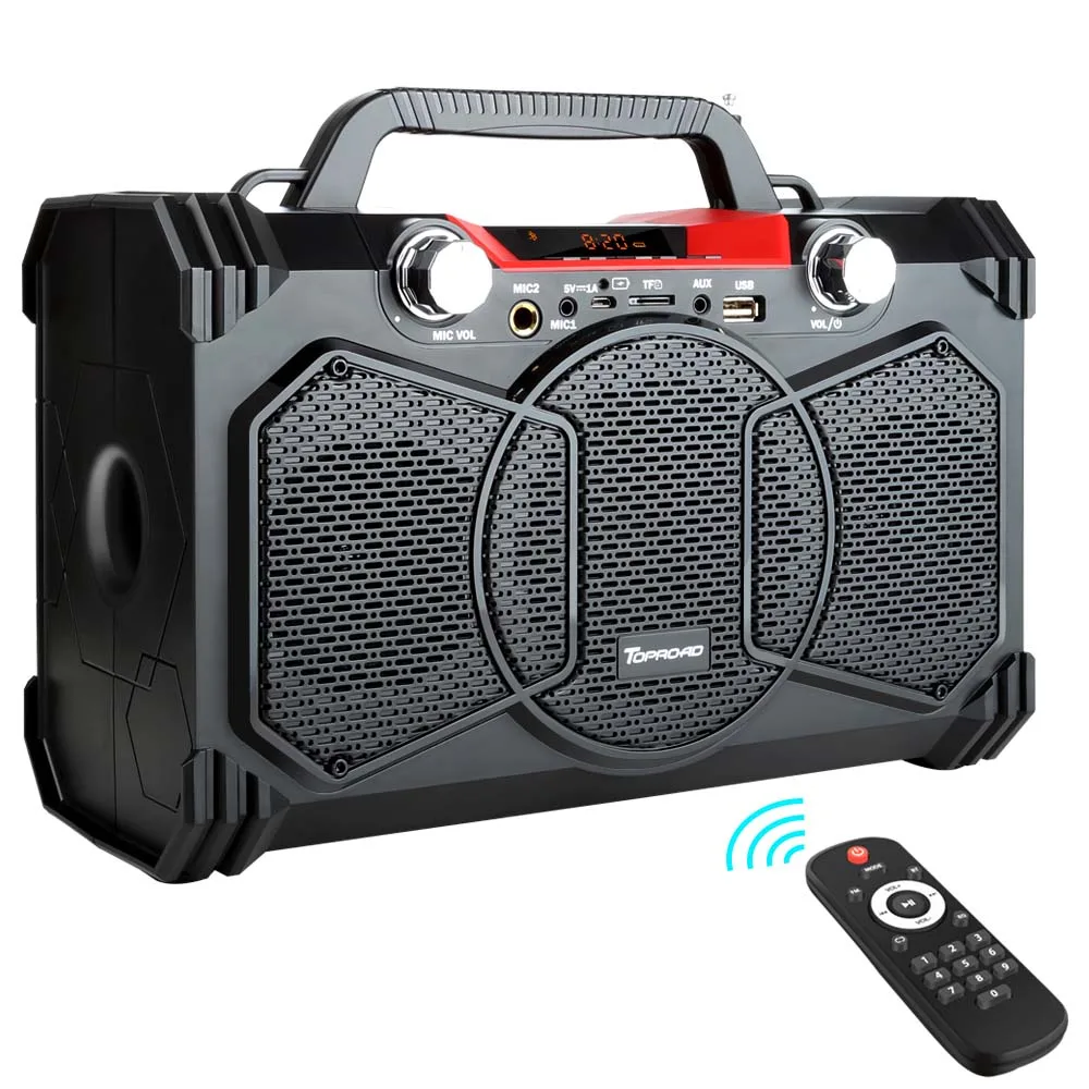 black speaker TOPROAD портативный Bluetooth динамик 30 Вт тяжелый бас стерео беспроводные вечерние s поддержка микрофон дистанционное управление FM радио TF - Цвет: black speaker
