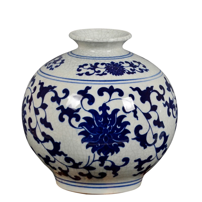 Цзиндэчжэнь керамическая Античная Сине-белая фарфоровая ваза за-тыква цветок