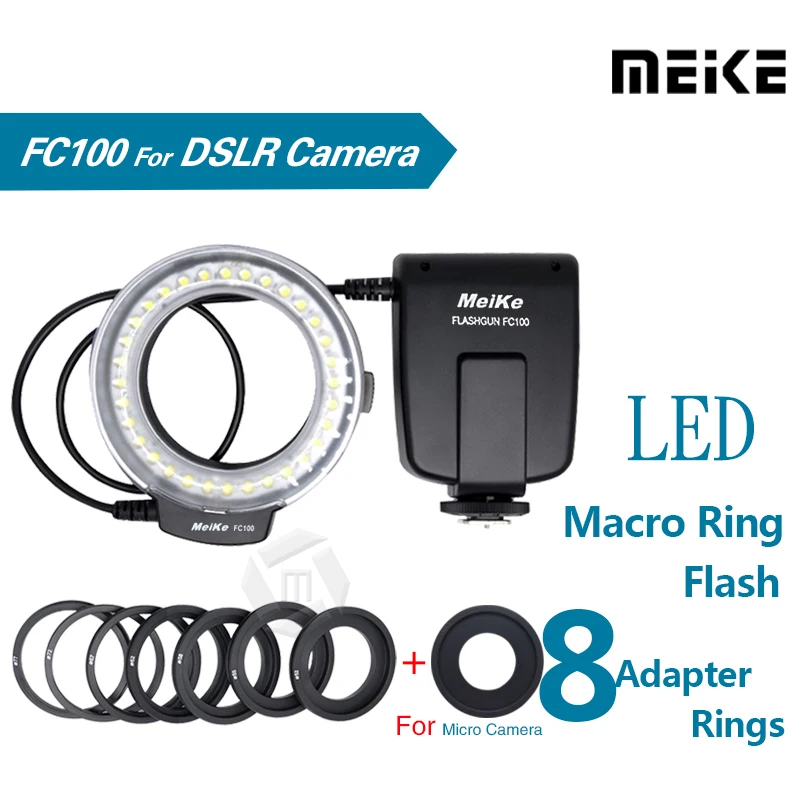 Светодиодные светящиеся макрокольца Meike FC100 для Canon 450D 500D 550D 600D 650D 700D 1100D 6D 7D 5D Mark II