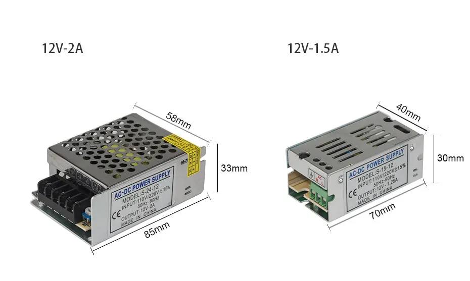 DC12V 15 Вт/24 Вт/60 Вт/100 w/120 w/180 w/240 w светодиодные полосы трансформатор переменного тока 100-240V Мощность адаптер