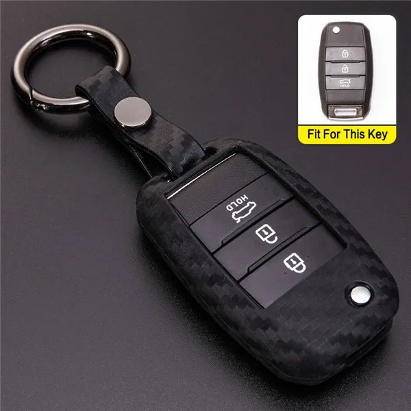 Key Cover Keyring Чехол для ключей автомобиля для KIA Rio 3 4 K2 Ceed Cerato K3 Sportage QL Picanto K5 Optima Sorento Stinger Niro аксессуары для ключей - Название цвета: Key Cover Keyring