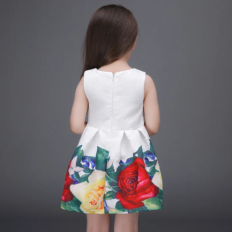 2018 Brand New Girls Summer Style Floral Sleeveless Dress European Wedding Flower Print Ball Gown Young C238 | Детская одежда и