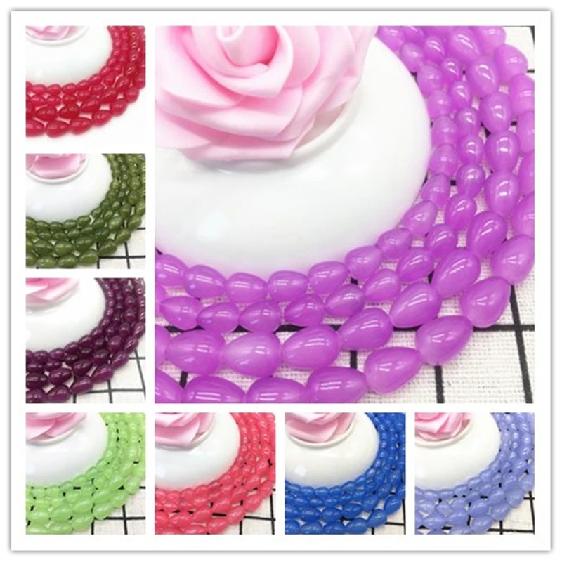 

DIY 8x11 11x14 mm teardrop-shaped Glass Beads Pattern Spacer Loose Jewelry Making Wholesale