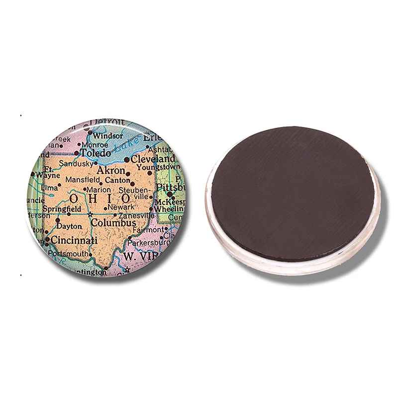 Огайо карта 30 мм магнит на холодильник Акрон Цинциннати Коламбуса стеклянный