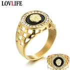 Мужское Винтажное кольцо с эмалью в форме головы льва, ажурное широкое кольцо из Золотого Сплава в стиле хип-хоп, с кристаллами, роскошный стиль панк-рок кольцо на палец с отверстиями, рыцарские украшения