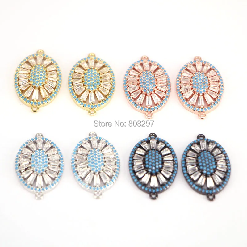 

10Pcs Fashion Micro Pave CZ Crystal Charms Oval Shape Connector For Jewelry Making