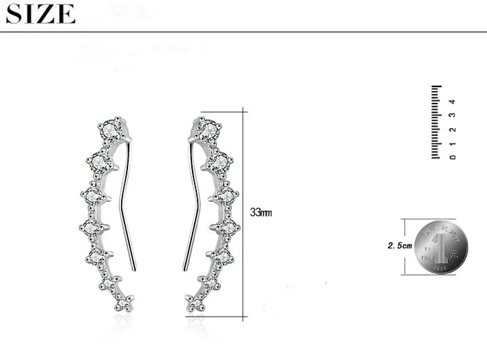 Женские серьги гвоздики из серебра 925 пробы с кристаллами|earrings fashion|earrings wholesalefashion