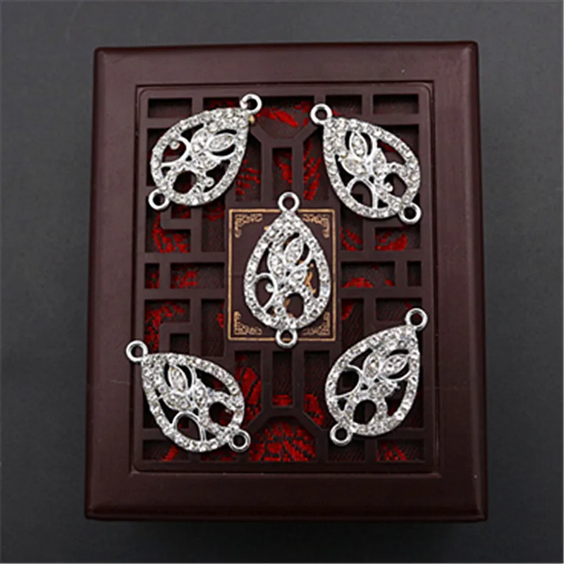 WKOUD 6 шт. серебряный цвет ручной работы Стразы листья очаровательные модные