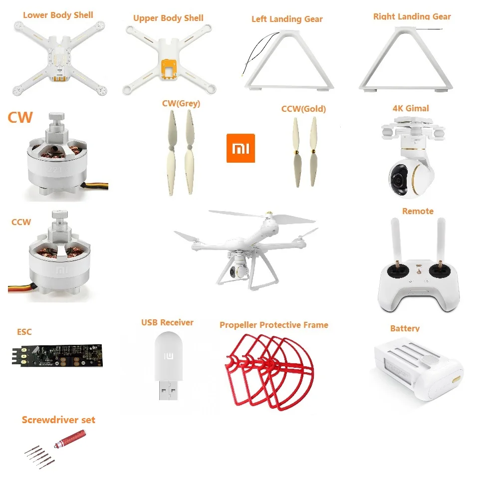 Оригинальный Дрон Xiaomi Mi 4K 1080P версия RC FPV Квадрокоптер запасные части 17 4 V 5100mAh Lipo