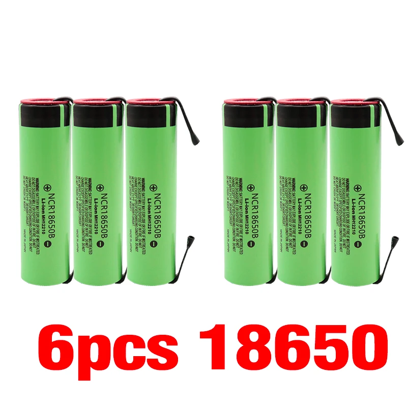 6pcs 3,7 в 3400 мАч 18650 Аккумулятор Перезаряжаемый литиевый аккумулятор NCR18650B подходит для Panasonic батареи DIY никель - Цвет: 6pcs