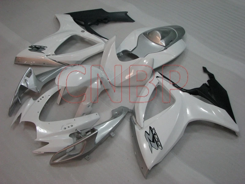 Обтекатели GSX R 750 2006 2007 K6 серебряные из белого пластика обтекатель мотоцикла GSXR750