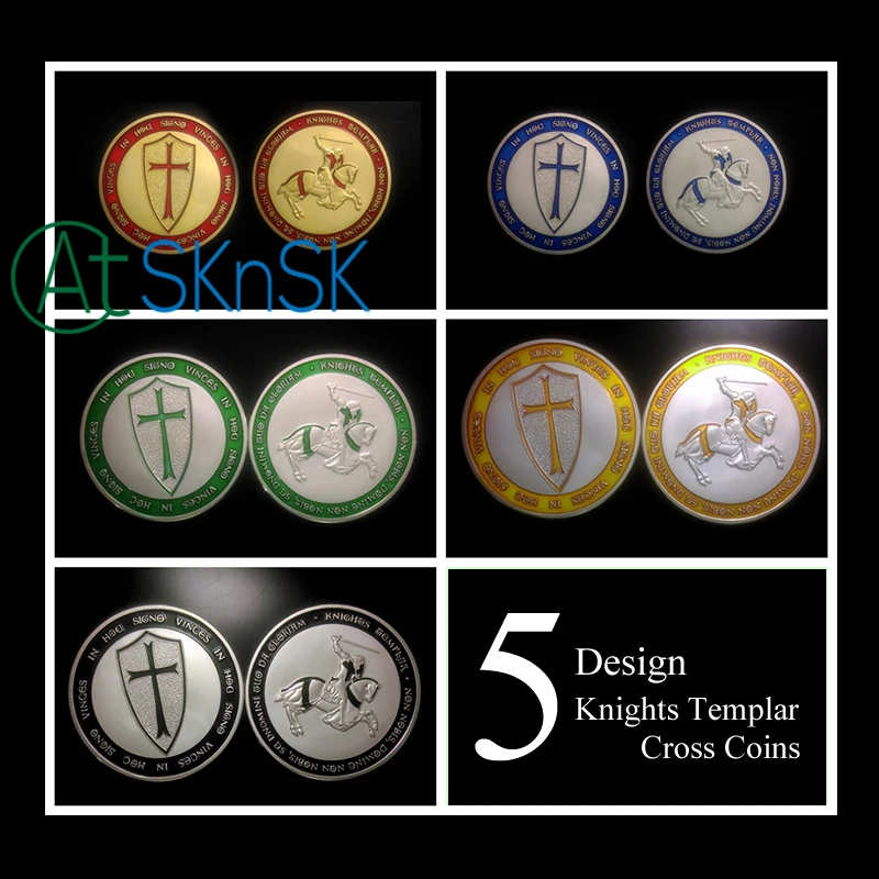 5 шт./лот масонские Рыцари тамплиера синий/красный/черный/желтый/зеленый крест