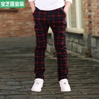 boys casual pants 2018 designer brand kids wine red plaid pant all match british style fashion trousers for children pants 3 16t