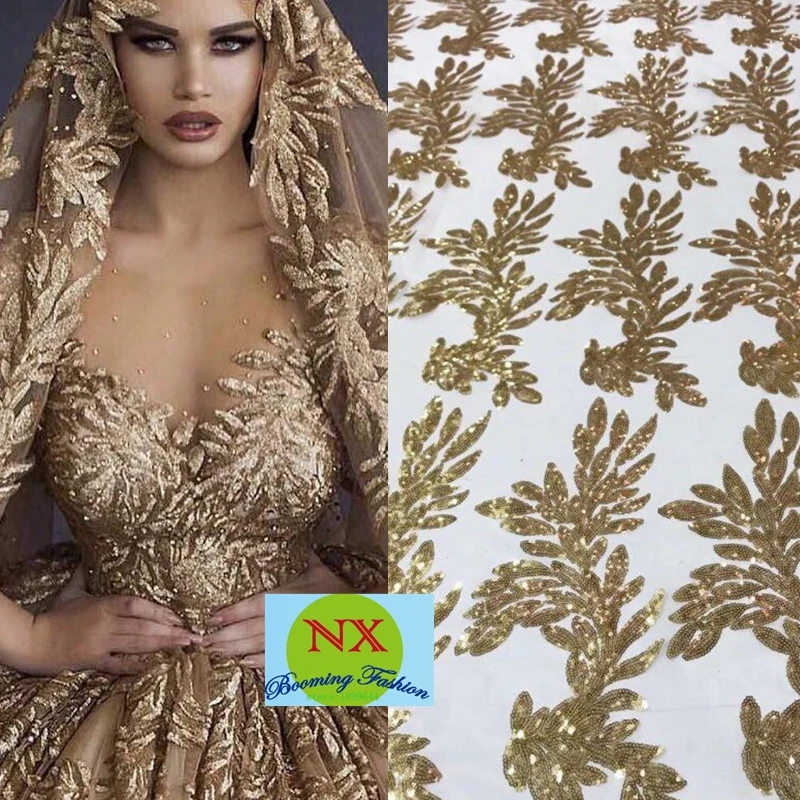 

High Quality African Sequin Fabrics Embroidery French Tulle Lace Fabrics For Nigerian wedding ML6084