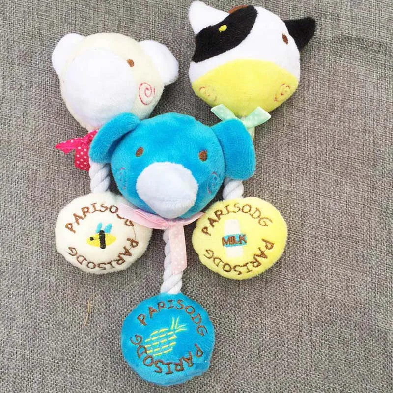 1 Pcs Lovely Elephant Bear Cow Pet Dog Toys High Quality Strong Durable Soft Fleece Squeak Toy for Small Puppy Chew Dolls10A | Дом и сад