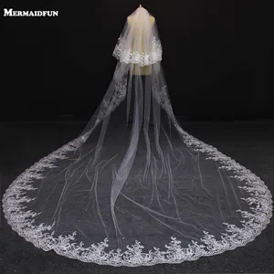 Двухслойная свадебная фата с блестками и гребнем, роскошная Двухуровневая свадебная вуаль, свадебные аксессуары
