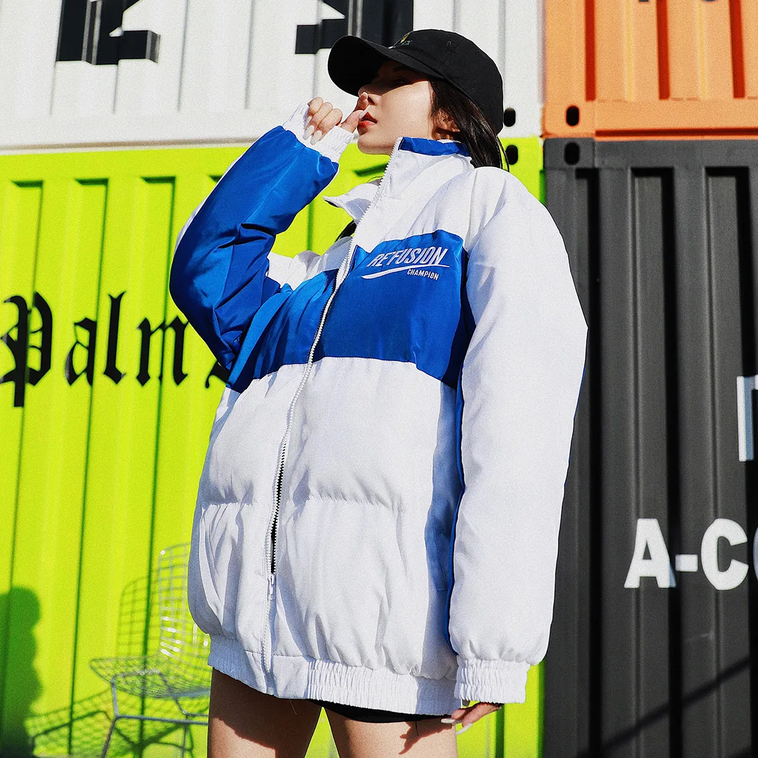 Aelfric New Preppy Style Women Jacket Sportswear Winter Thick Parkas Korea Streetwear Patchwork Hip Hop Warm Jackets Female FK20 | Женская