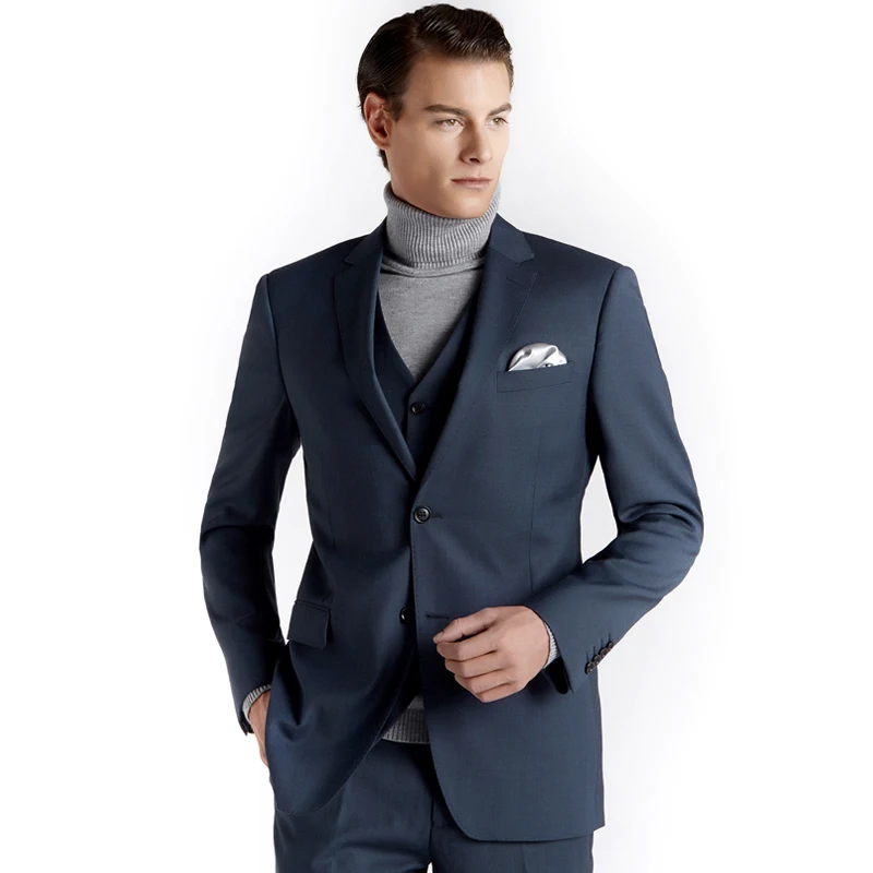 

men suit thin summer autumn new arrivals business groom wedding wear royal blue grey 50% wool high quality mens suits 5xl plus