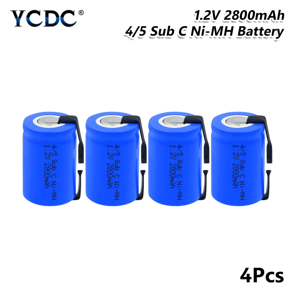 YCDC 4/5SC SC Sub C Li-Ion Li-Po литиевая батарея высокого разряда 1,2 в 2800 мАч Перезаряжаемые Ni-MH батареи со сварочными вкладками - Цвет: 4 PCS