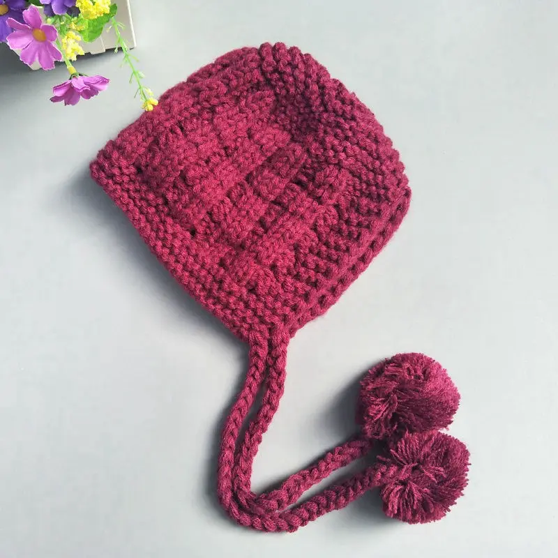 

Baby Girl's Crocheted Hat Toddler Knit Hat With Earflaps Winter Warm Hat For Boys Girls Baby Children knitted cap H043