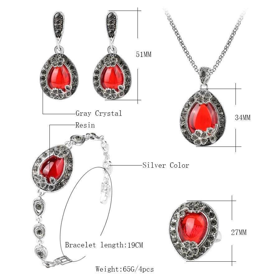 4 шт./лот винтажные посеребренные Свадебные Ювелирные наборы богемные серые