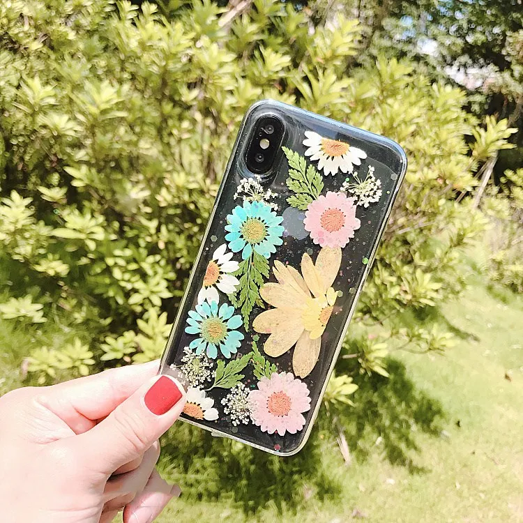 Настоящие гербарий для iPhone X XS MAX XR 8 8 Plus 7 7 Plus 6 6S 6S Plus чехол Чехол задняя оболочка бампер Ins модный защитный ковер