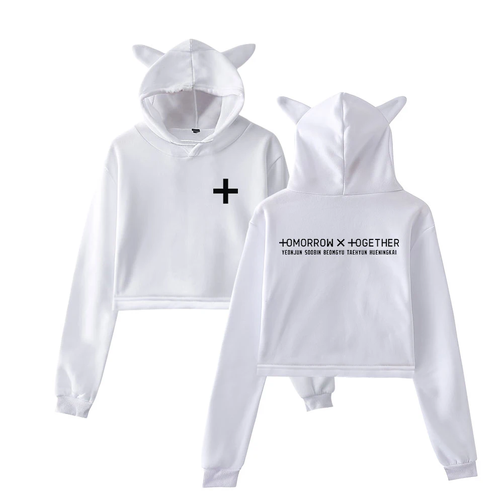 TXT завтра X худи с кошачьими ушами Женские Модные свитшоты капюшоном длинным