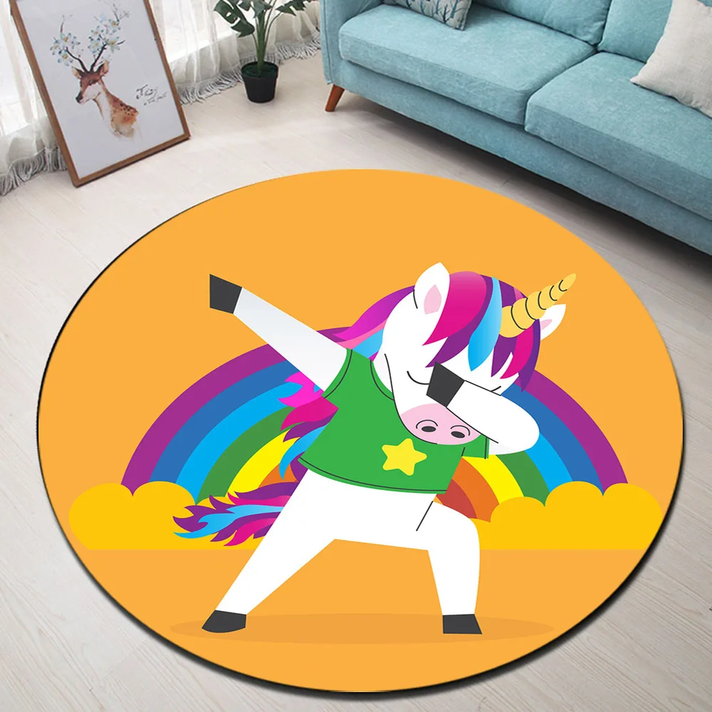 Радуга Милый Единорог желтый круглый Memory пена коврик и ковер для детей дома