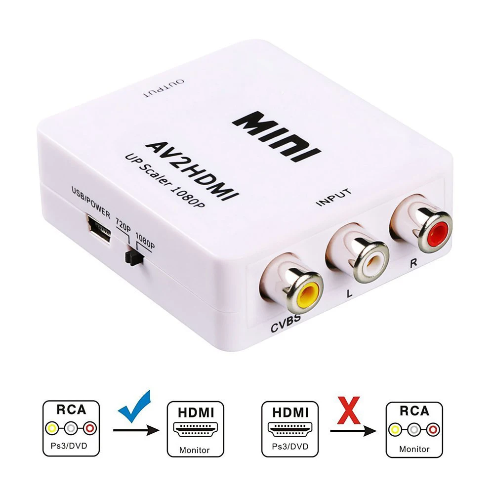 Переходник RCA в HDMI 1080P Mini композитный CVBS AV видео аудио преобразователь адаптер
