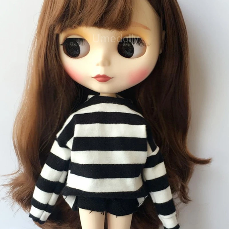 1 шт. Модная Одежда для кукол Blyth футболка в полоску + шорты Барби курн Azone Licca 1/6