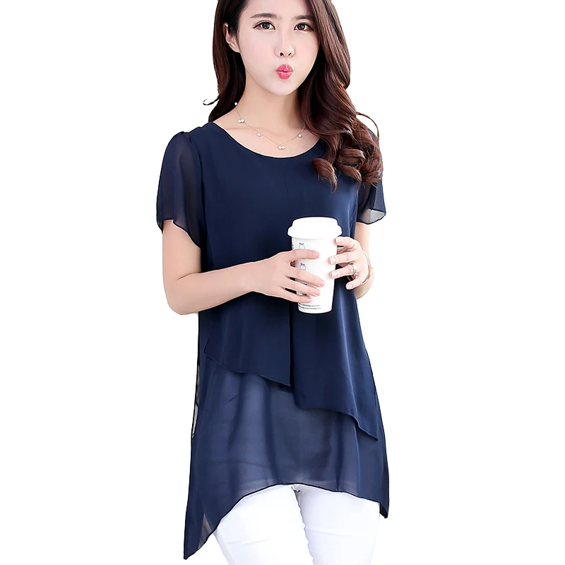 Женские топы и блузки 2017 летняя стильная винтажная с коротким рукавом шифоновая