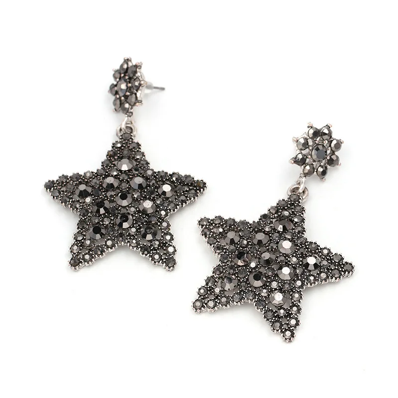 Винтажные элегантные серьги Стразы со звездами для женщин длинные висячие в