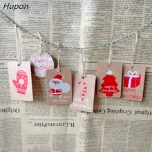 50 шт DIY крафт-бумажные бирки для подарков Санта-Клаус Снежинка подарочные коробки Рождественская елка узор бирки рождественские упаковочные этикетки карты