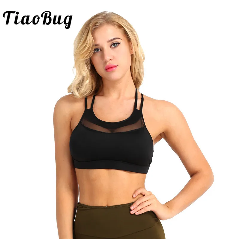 Женский сетчатый спортивный бюстгальтер TiaoBug с подкладкой для занятий спортом