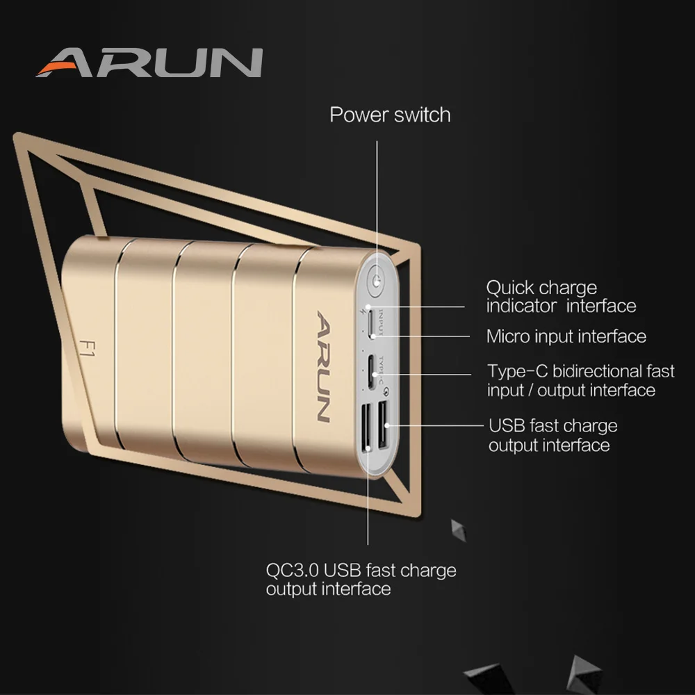 ARUN power bank 7500 мАч быстрое зарядное устройство Внешняя батарея F1 портативное для