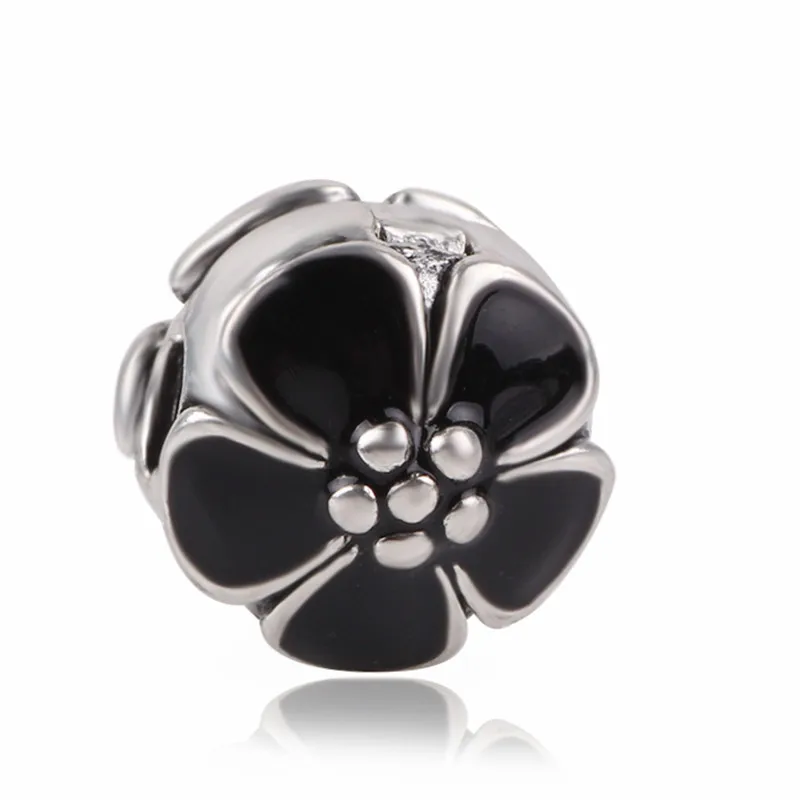 D027 Dodocharms Wuropean Серебряный сверкающий элегантный спейсер цветок листья циркониевый зажим безопасности DIY бисера Fit Pandora браслет с подвеской - Цвет: D027