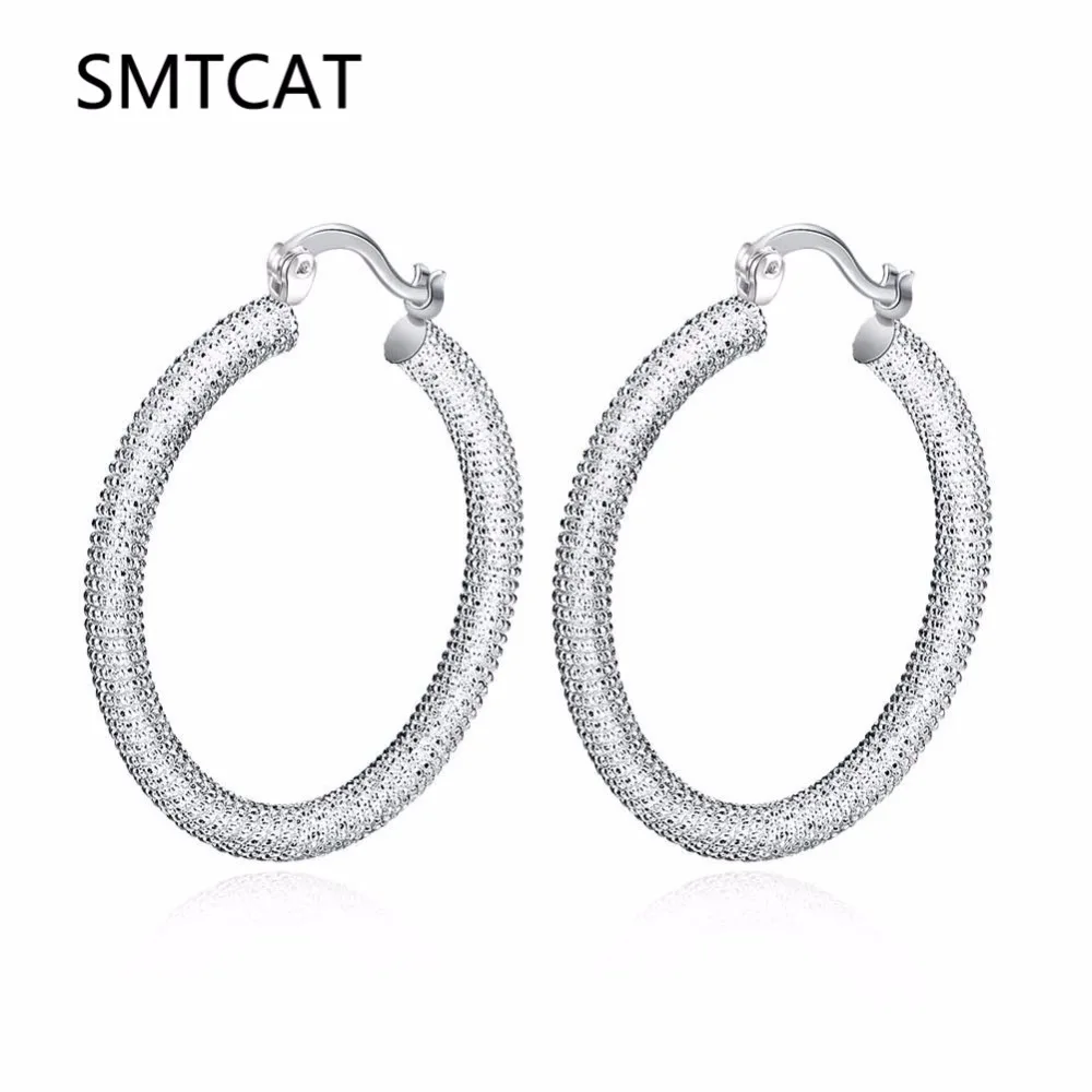 SMTCAT большой круг креольные серьги-кольца для женщин круглый Посеребренный Серьги Brinco de Prata европейские модные ювелирные аксессуары
