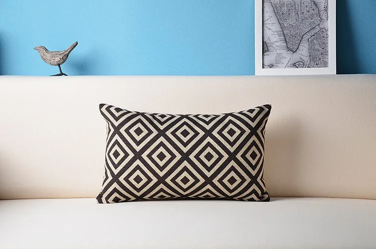 Черно-белая полосатая Подушка геометрические подушки льняная наволочка офисные