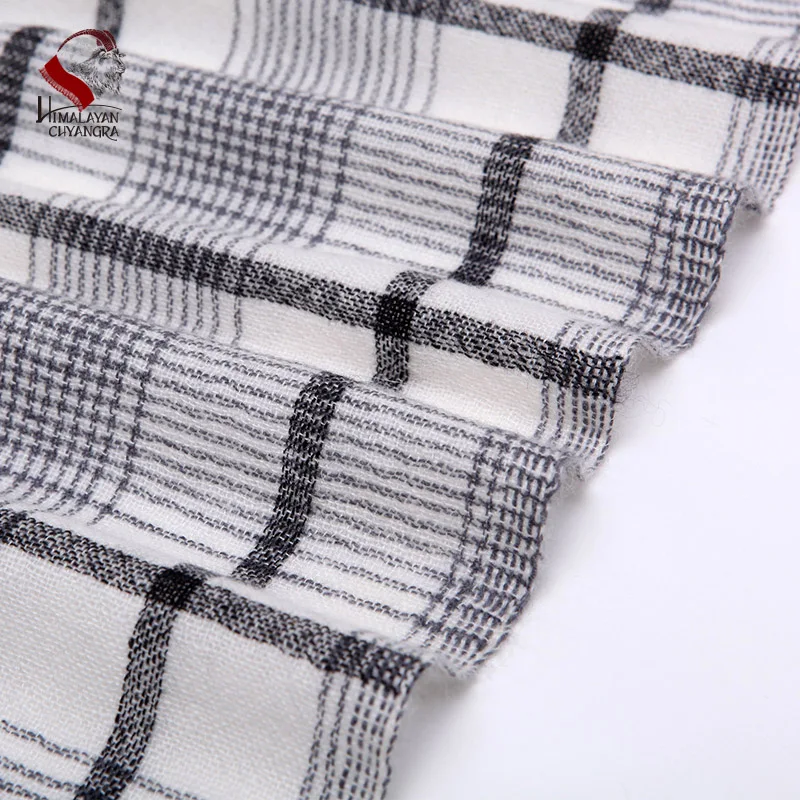 Непальская кашемир и шерсть смешанные Черные белые проверить шарф глушитель