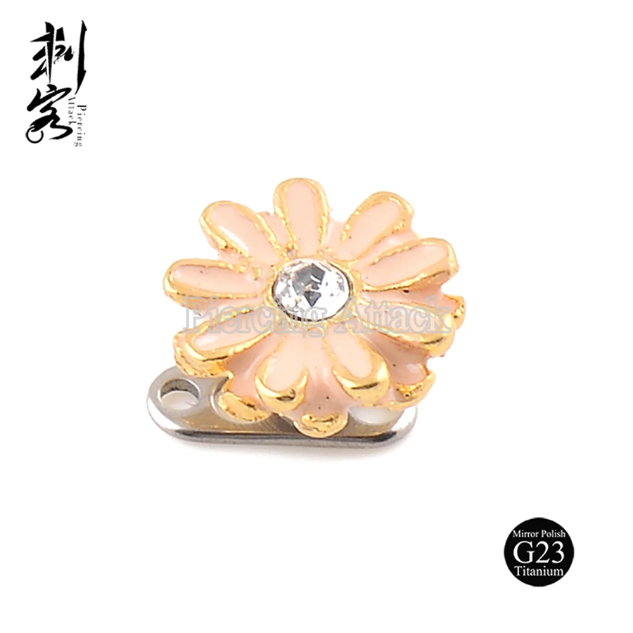G23 Titanium Micro Dermal Anchor with Beautiful Daisy Top Body Jewelry Lot of 5pcs | Украшения и аксессуары