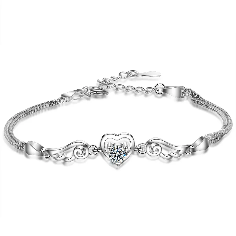 

XIYANIKE New Arrival Vintage Angel Wings Heart Shaped Bracelet s For Women Charm Chain Jewelry Gift Girl pulseras mujer VBS4105