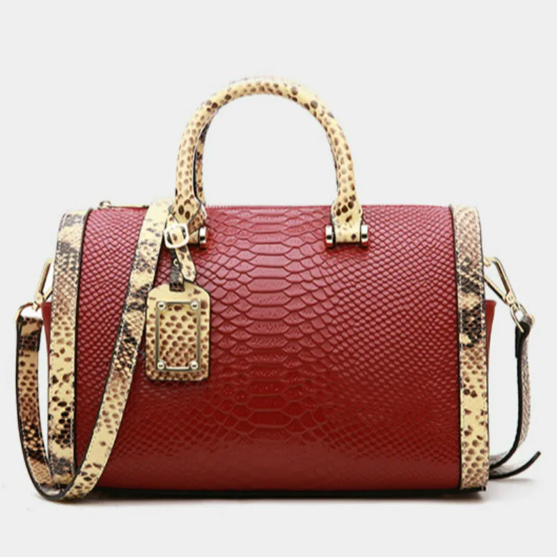 100% натуральная кожа женская сумочка под змеиную кожу Большая вместительная