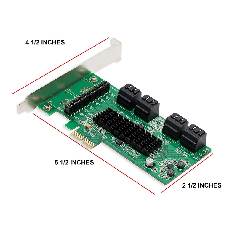 Плата контроллера Pcie SATA III 6 Гбит/с 8 портов PCIe 2 0x2 с низкопрофильным Brac PCI express на