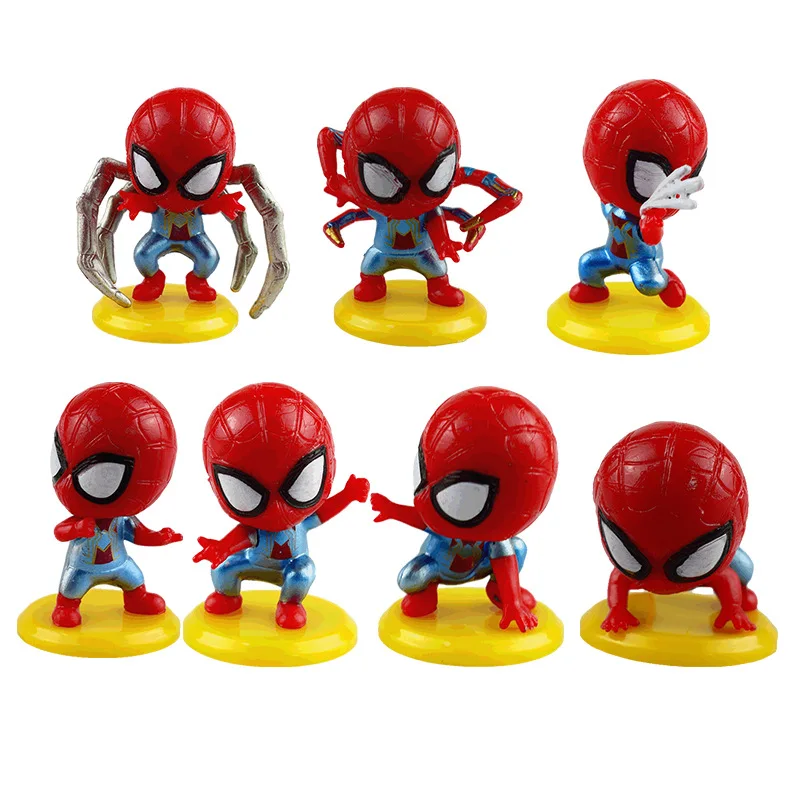 7 шт./компл. игрушки Marvel Мстители Фигурка Человека паука набор супергерой ПВХ