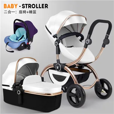 white 3 in 1 Новая стильная детская коляска 3 в 1, складная детская коляска для автомобиля, независимая детская корзина для сна и автокресло - Цвет: white 3 in 1